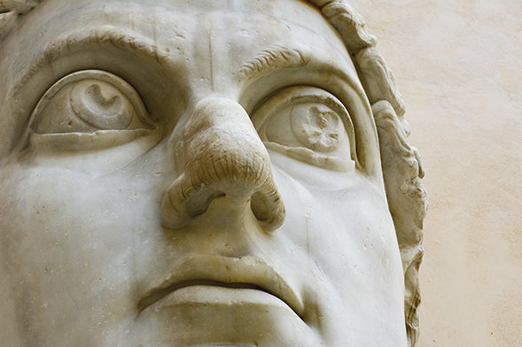 A sculpture of Roman Emperor Constantine the Great, who ruled in the 4th century.