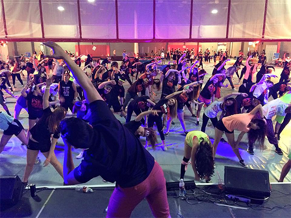 Participants warming up at last year's Aztec Dance Marathon.