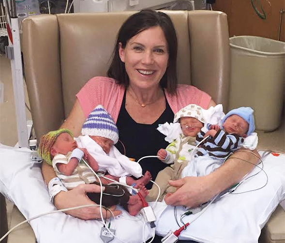 Ferraro with her quadruplets.