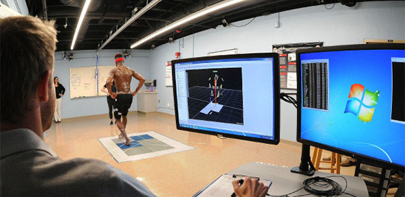 An SDSU athlete tests the new program.