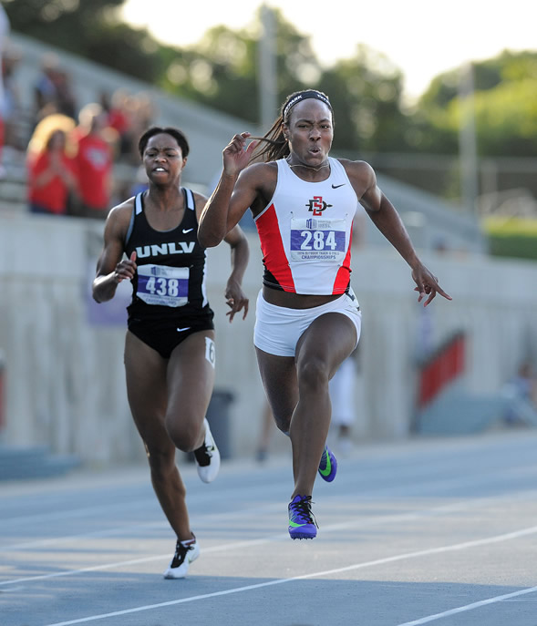 Ashley Henderson, right, at the Mountain West Championships in May.