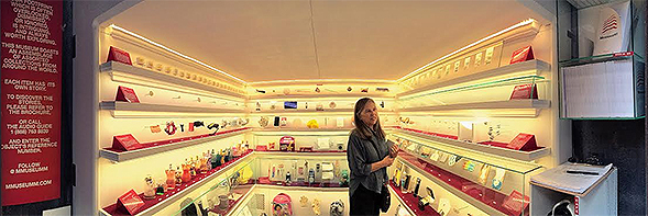 Susan Merritt viewing the Mmuseumm exhibit. Photo: Calvin Woo