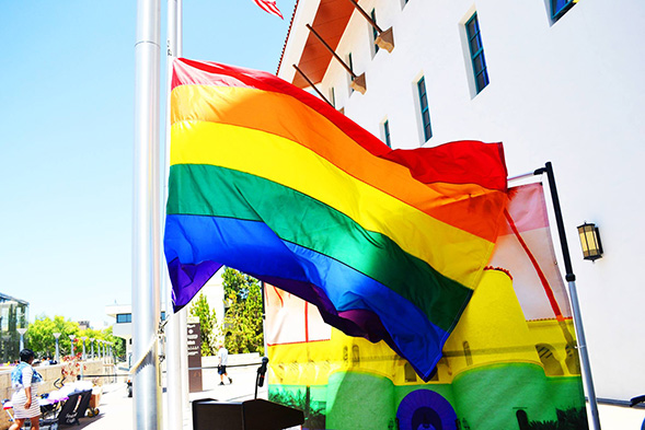 Each year, SDSU hosts a Rainbow Flag Raising Ceremony at the beginning of San Diego Pride Week. (Photo: Emmanuel Istomin)
