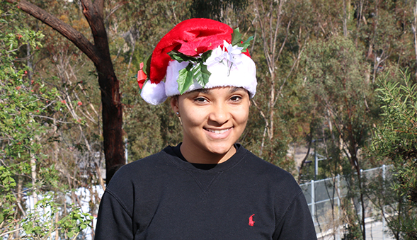 Angela Moss, an international student from Nassau, Bahamas, looks forward to dancing on the islands this Christmas. (Photo: Michael Klitzing)