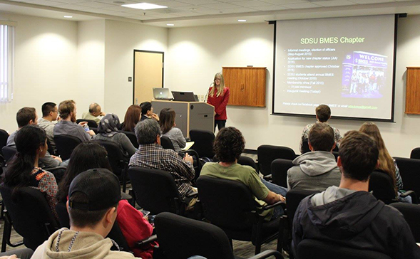 The SDSU Biomedical Engineering Society meets other Friday from 12-1 p.m. in the Mechanical Engineering Conference Room. (Credit: SDSU BMES)