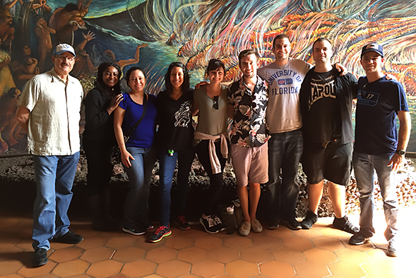 Philip Greiner (left) with a group of nursing students on a study abroad trip in Nicaragua. (Credit: Philip Greiner)