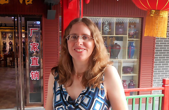 SDSU history professor Kathryn Edgerton-Tarpley in Zhengzhou, the capital of China's Henan province. (Credit: Kathryn Edgerton-Tarpley)