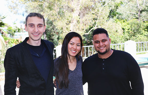 From left to right: Bernardo Paterniti, Muzi Lily Li, Abdulaziz Alhubail. (Credit: SDSU International Student Center)