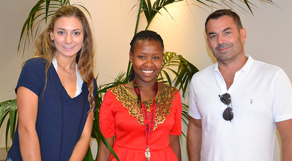 From left to right: Payton Hansen (Chris's daughter), Peninah Musanka and Chris Hansen