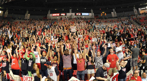 SDSU student section at Viejas Arena (Credit: GoAztecs)