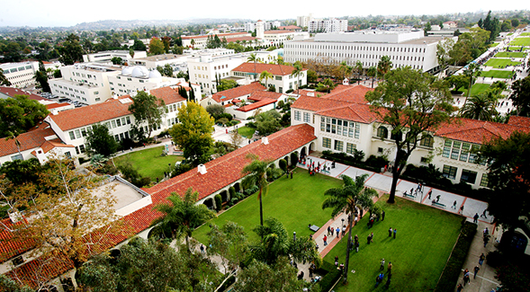 Aerial view of SDSU's campus. (Photo: Sandy Huffaker Jr.)