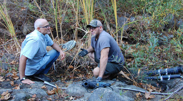SDSU geography professor Trent Biggs (left) and reserve manager Pablo Bryant