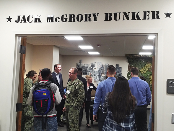 The opening of the Jack McGrory Bunker in SDSUs Joan and Art Barron Veterans Center