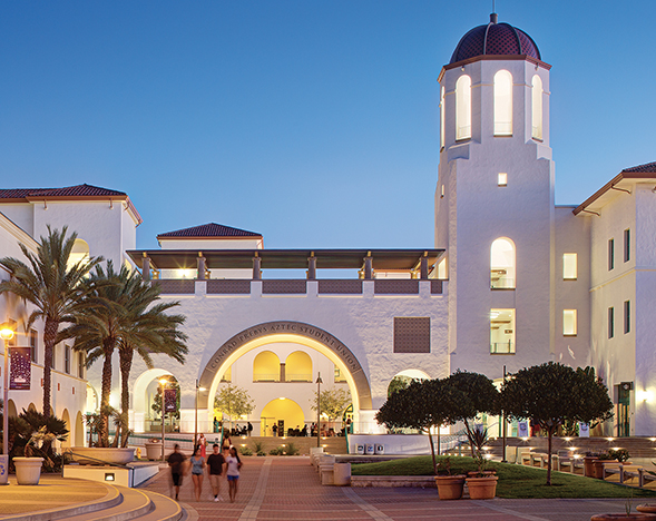 View of Conrad Prebys Aztec Student Union (Photo: Jim Brady)