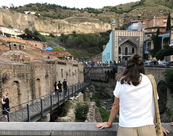 SDSU student Tiana Hodzic looks out over Tbilisi, Georgia