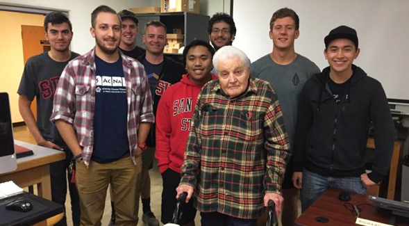 Richard Doc Morris with students