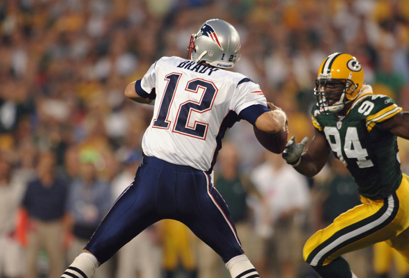 Kabeer Gbaja-Biamila playing for the Green Bay Packers