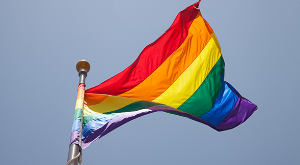 The flag symbolizes the diversity of sexual orientation and gender identities on campus.