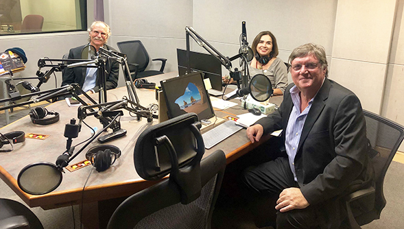 From left to right: Associate Vice President for Research and Innovation Stanley Maloy, President Adela de la Torre, Vice President of Research and Graduate Dean Stephen Welter