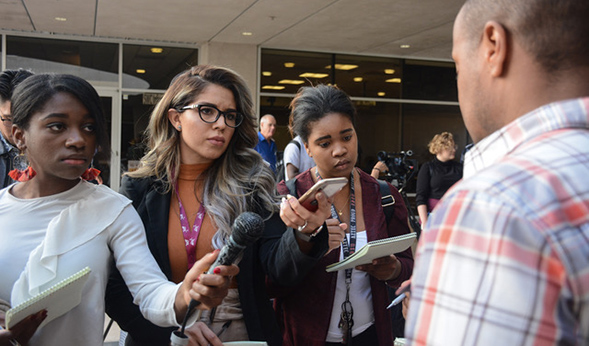 Taliane Elobo (far left) participated in the Academic Training program, which allows foreign exchange students to gain practical experience in their field during or after their studies at SDSU.