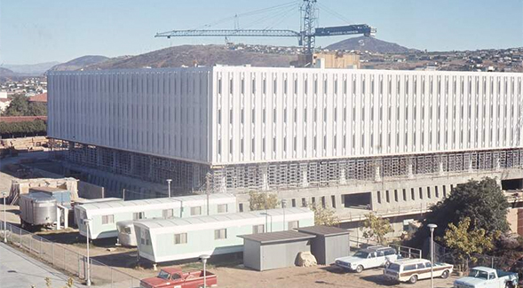 Construction on the Malcolm A. Love Library in 1970