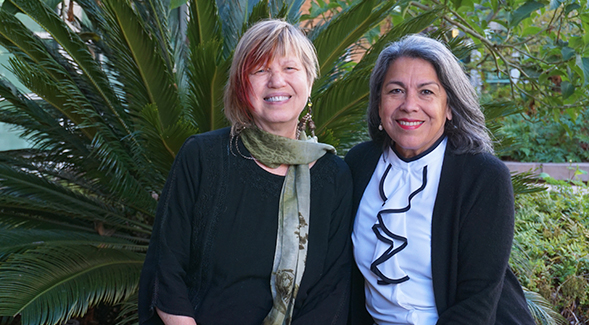 Sue Gonda (left) and Olivia Puentes-Reynolds (2019 photo).