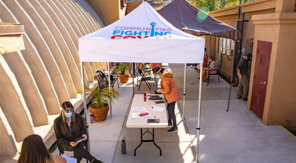 SDSU community health workers set up mobile testing sites in some of the hardest hit areas of San Diego County through Communities Fighting COVID! Photo: Eric Zentmyer
