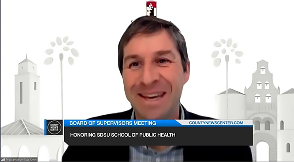 Eyal Oren, the interim director for SDSUs School of Public Health, at the virtual meeting.