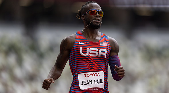 Isaac Jean-Paul competes at the Paralympic Games in Tokyo. (Photo courtesy of Joe Kusumoto/USOPC.)