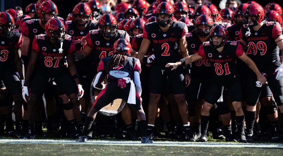 The Aztecs were No. 24 in the initial CFP Selection Committee Rankings of the season. Above, a team photo.
