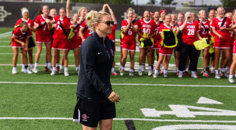 Lacrosse head coach Kylee White, seen above with her team, will remain with the Aztecs for an additional five years.