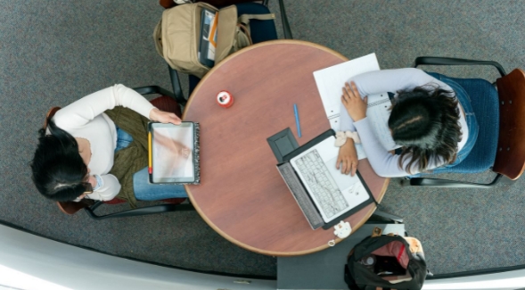 Students work inside of the Love Library where plans are in place to open The Culturally Connected Research Hub, housed in the Latinx Resource Center.