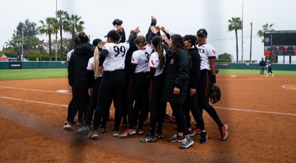 San Diego State softball beat Nevada 4-2 Saturday afternoon at Aztec Softball Stadium.(Credit: Derrick Tuskan/San Diego State)