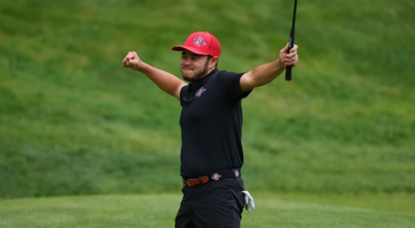 Zihao Jin birdied five of the final six holes to help SDSU claim the team's fourth conference title since 2011. (Justin Tafoya/NCAA Photos)