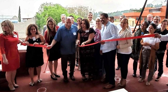 SDSU President Adela de la Torre (center) leads a ribbon-cutting for the university's new Mesoamerican studies center in Oaxaca, Mexico.