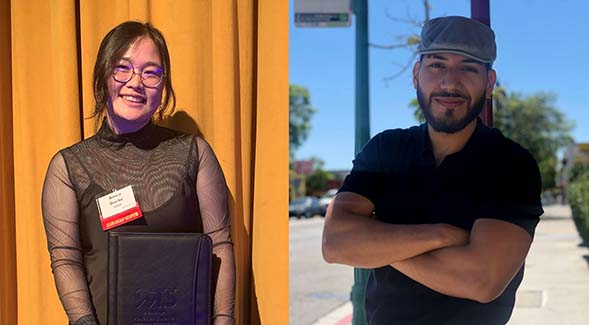 The CSU Foundation awarded scholarships to six SDSU students for 2022-23. Pictured above, from left: Anica Deche and Edwin Rodrguez Muoz.