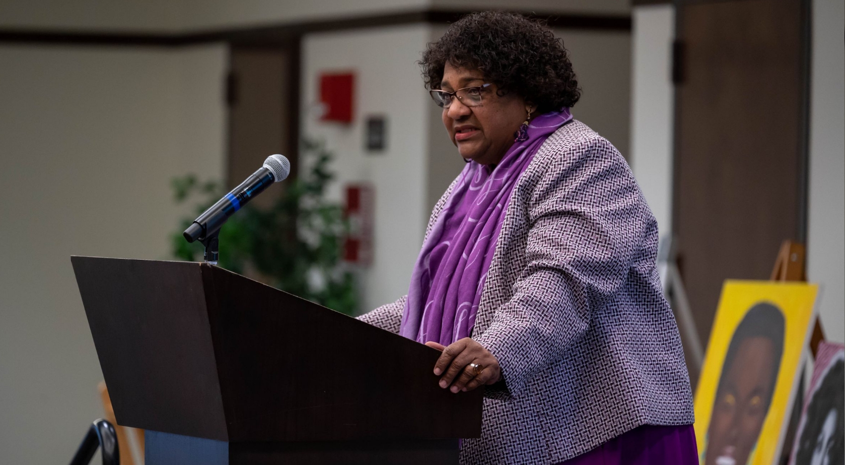 Shirley Nash Weber delivers keynote address during The Shirley Weber Educator Empowerment Tribute event at SDSU on Feb. 7, 2023. (Photo: Erik Good/SDSU)