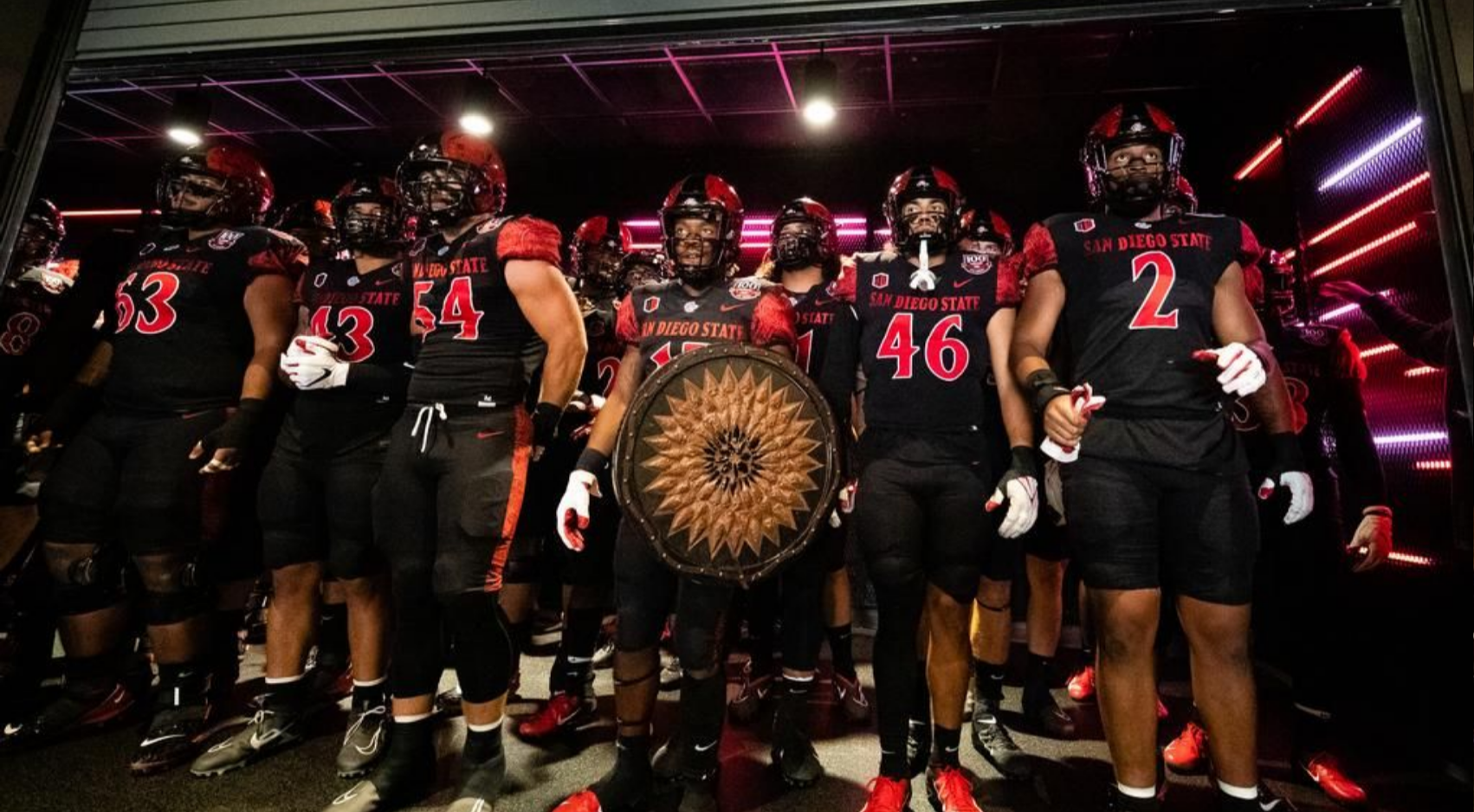 SDSU football players wait to take field against Idaho State at Snapdragon Stadium, Sept. 10, 2022. (Derrick Tuskan/SDSU)