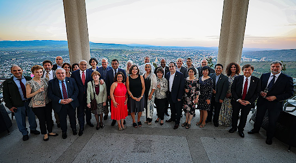 Delegations from SDSU, SDSU Georgia, the Georgia Ministry of Education and Science, and our Georgian partner universities gather to celebrate the extension of the SDSU Georgia program.