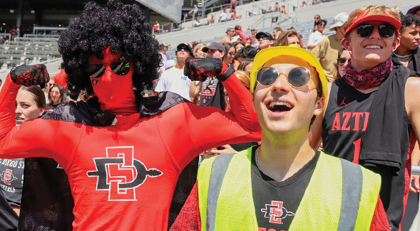 Students celebrate during an SDSU Aztecs football game at Snapdragon Stadium. (SDSU)