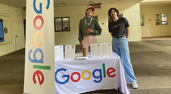 Google representatives set up their booth outside SDSU's Career Services office. SDSU partners with Google to create talent pipeline. (Jeff Ristine/SDSU)