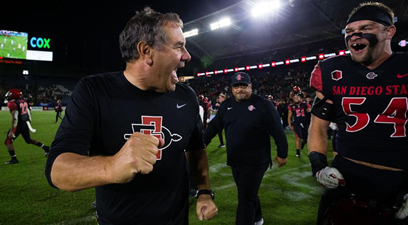 Brady Hoke is the only active college coach to lead three different FBS programs (Ball State, Michigan and SDSU)?to an 11-win season. (SDSU)