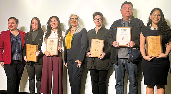 From left to right: Gina Nuez Mchiri, Laura Monsalve Lorente, Margherita Capriotti, Cristina Alfaro, Arzu Ozkal, Juan Carlos Ramirez-Pimienta and Vannessa Falcn Orta. (SDSU)