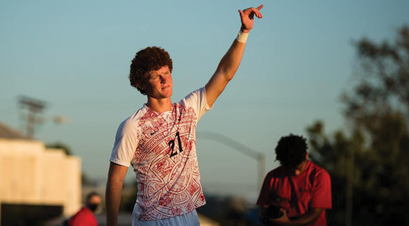 Reid Fisher photographed during a match, was named the Pac-12 Freshman of the Year. (SDSU)