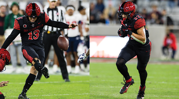 Jack Browning (left), of Lakeside, California, and Marcus Ratcliffe, of Chula Vista, were each named Mountain West players of the week. (SDSU)