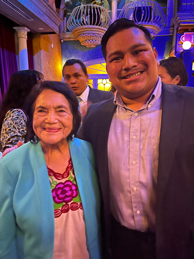 Dolores Huerta with SDSU alum Raul Leon.