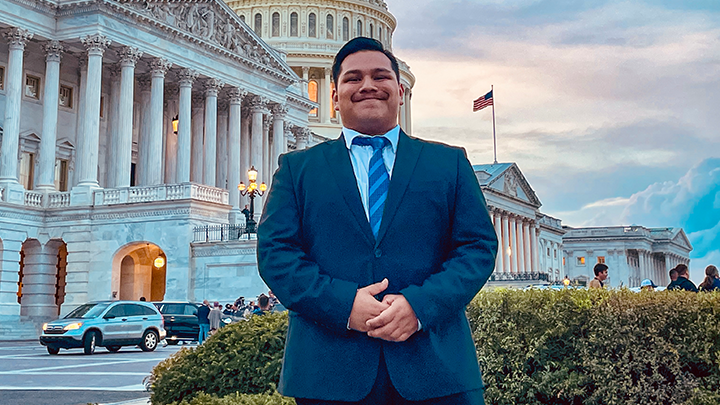 SDSU alum Raul Leon is photographed outside of the United States Capitol in Washington, D.C.
