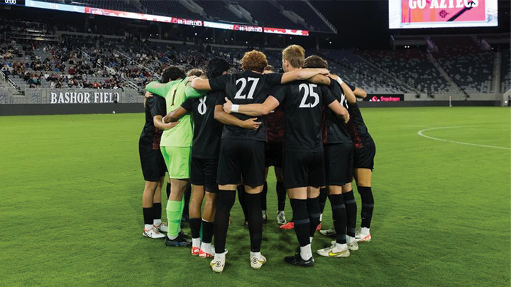 The SDSU men's soccer team GPA of 3.43 in the 2023 fall semester was the highest of any Aztec men's program.