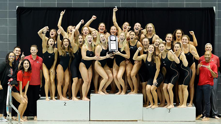 For the week, SDSU claimed 11 event titles, including seven individual crowns, while the Aztecs won four of five relays for the week. (SDSU)