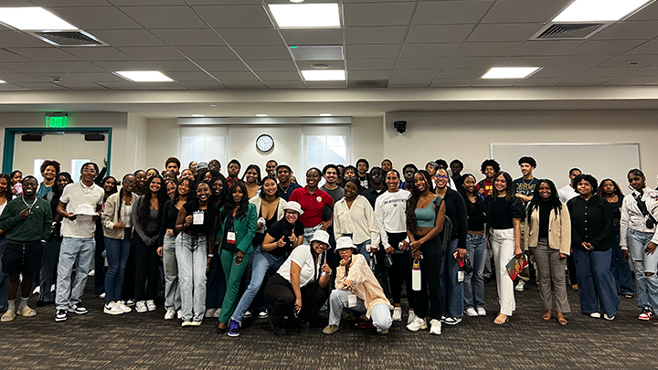 A group of students from the Henrietta Goodwin Scholars program pose for a photo